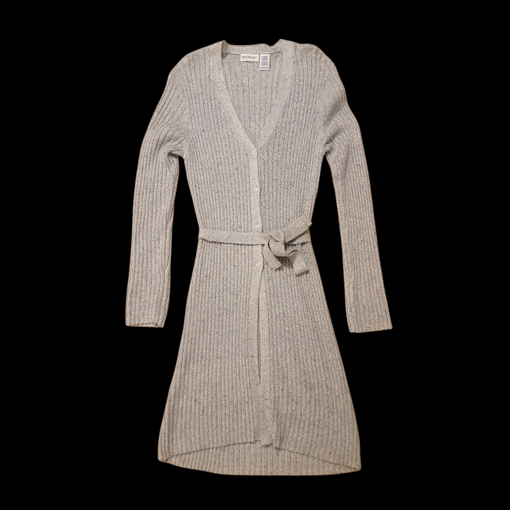 White Stag Long Cardigan Sweater Women's Gray With Speckels - Picture 3 of 5